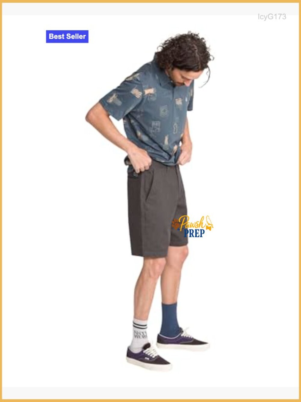 20" Inseam Chino Walk Shorts Flat Front Button Closure Fitted - Picture 5 of 7